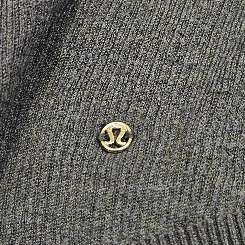 Lululemon Cabin Yogi Wrap Open Front Cardigan Navy Blue Cashmere Blend Size 4
